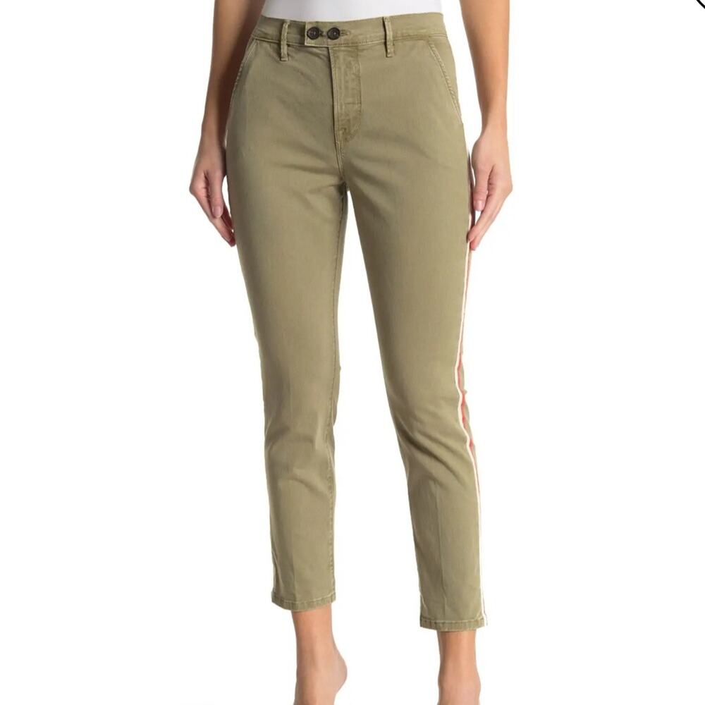 FRAME Denim Le Beau Duo Tape Olive Green Chino Crop Pants Size 28